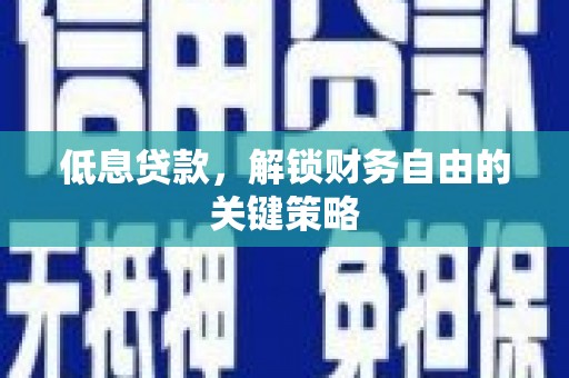 滨州低息贷款，解锁财务自由的关键策略