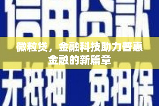 滨州微粒贷，金融科技助力普惠金融的新篇章