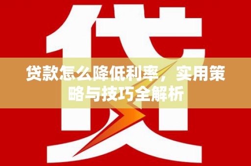 滨州贷款怎么降低利率，实用策略与技巧全解析