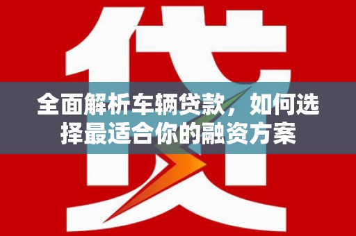 滨州全面解析车辆贷款，如何选择最适合你的融资方案